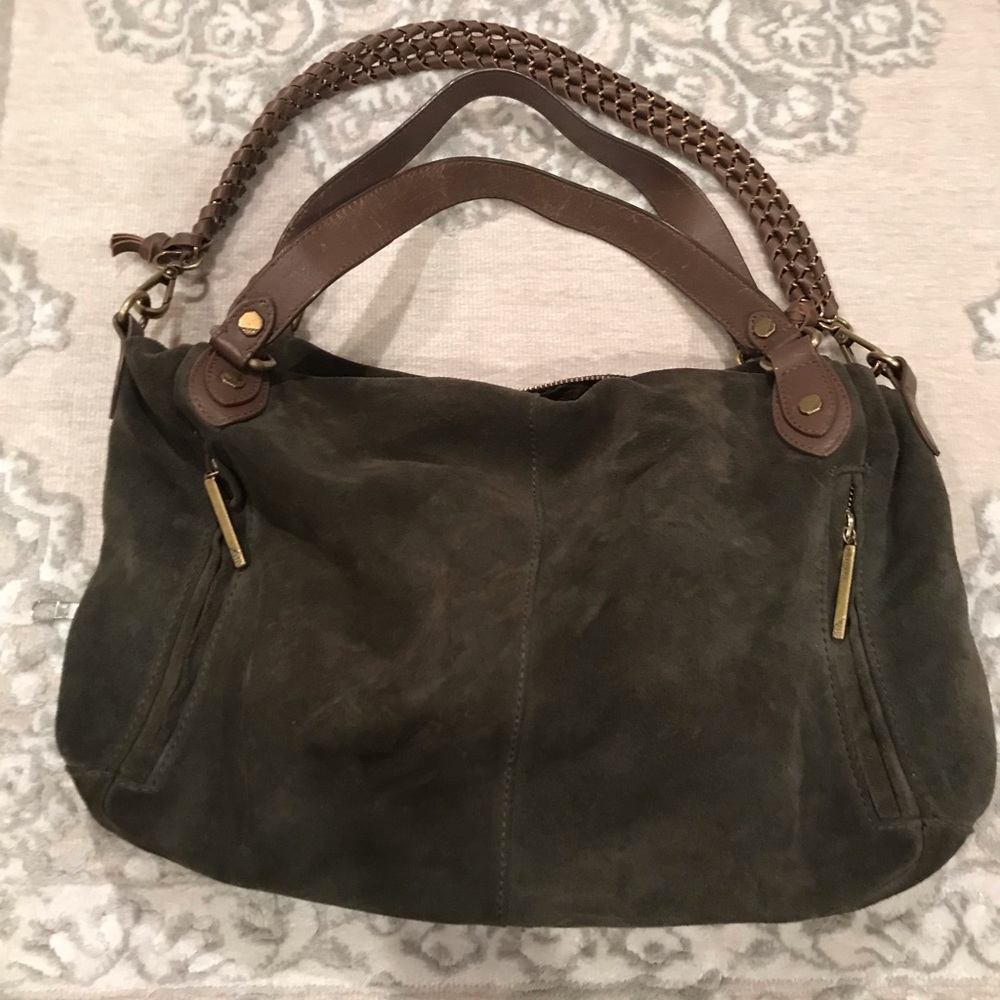 Ella Moss army green suede hobo